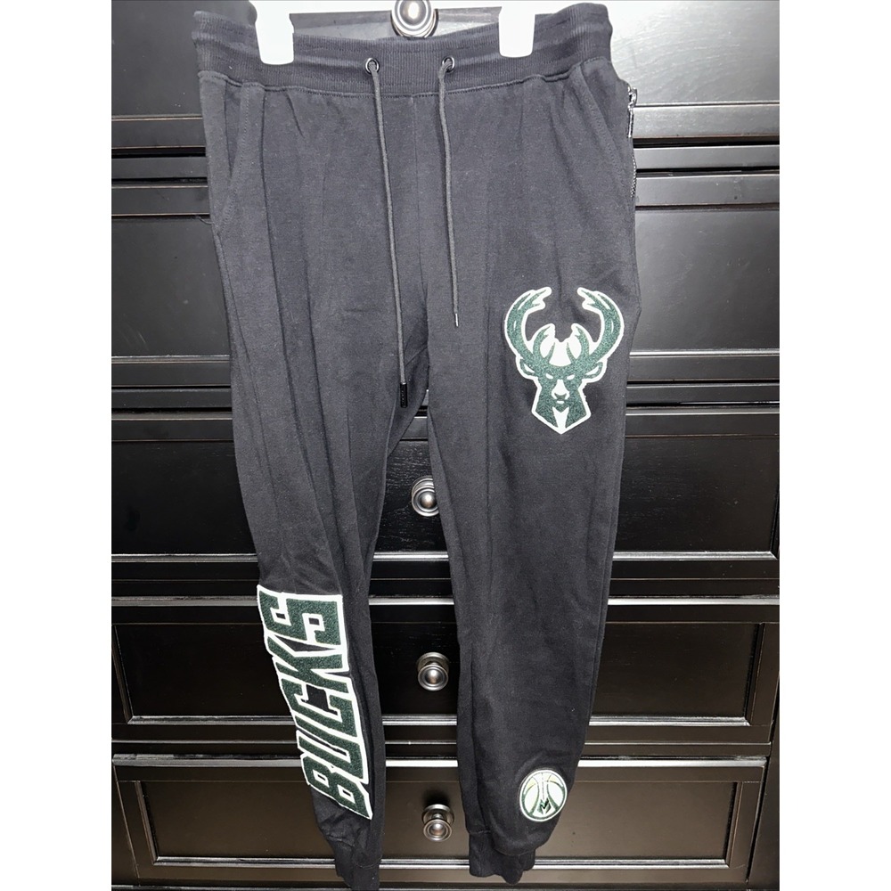 Milwaukee Bucks Sweatpants NBA Classic‎ Mens Jogger Size Small S Black